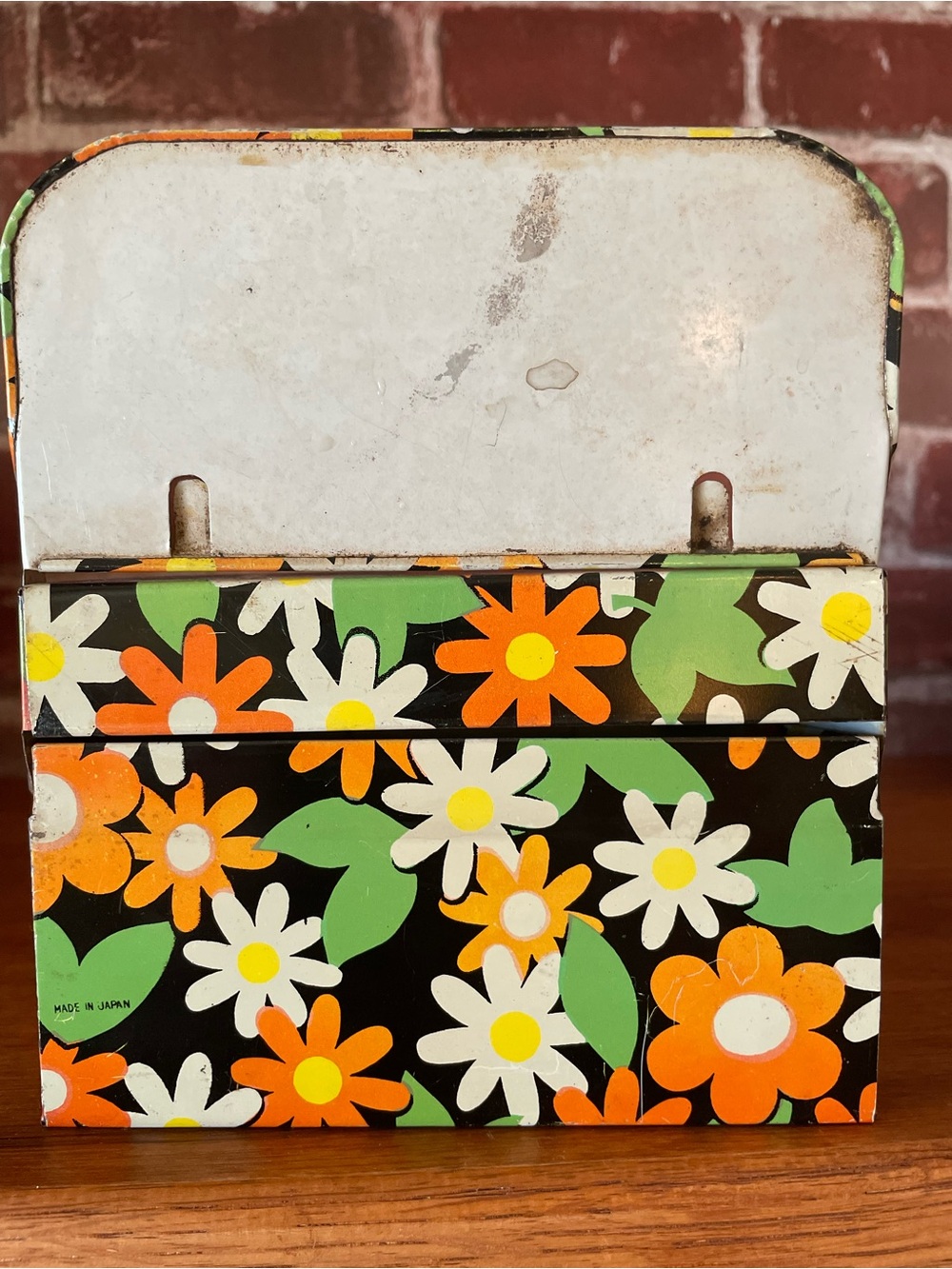 Vintage 1970s Mod Flower Power Tin Litho Recipe Box - Picture 4 of 4